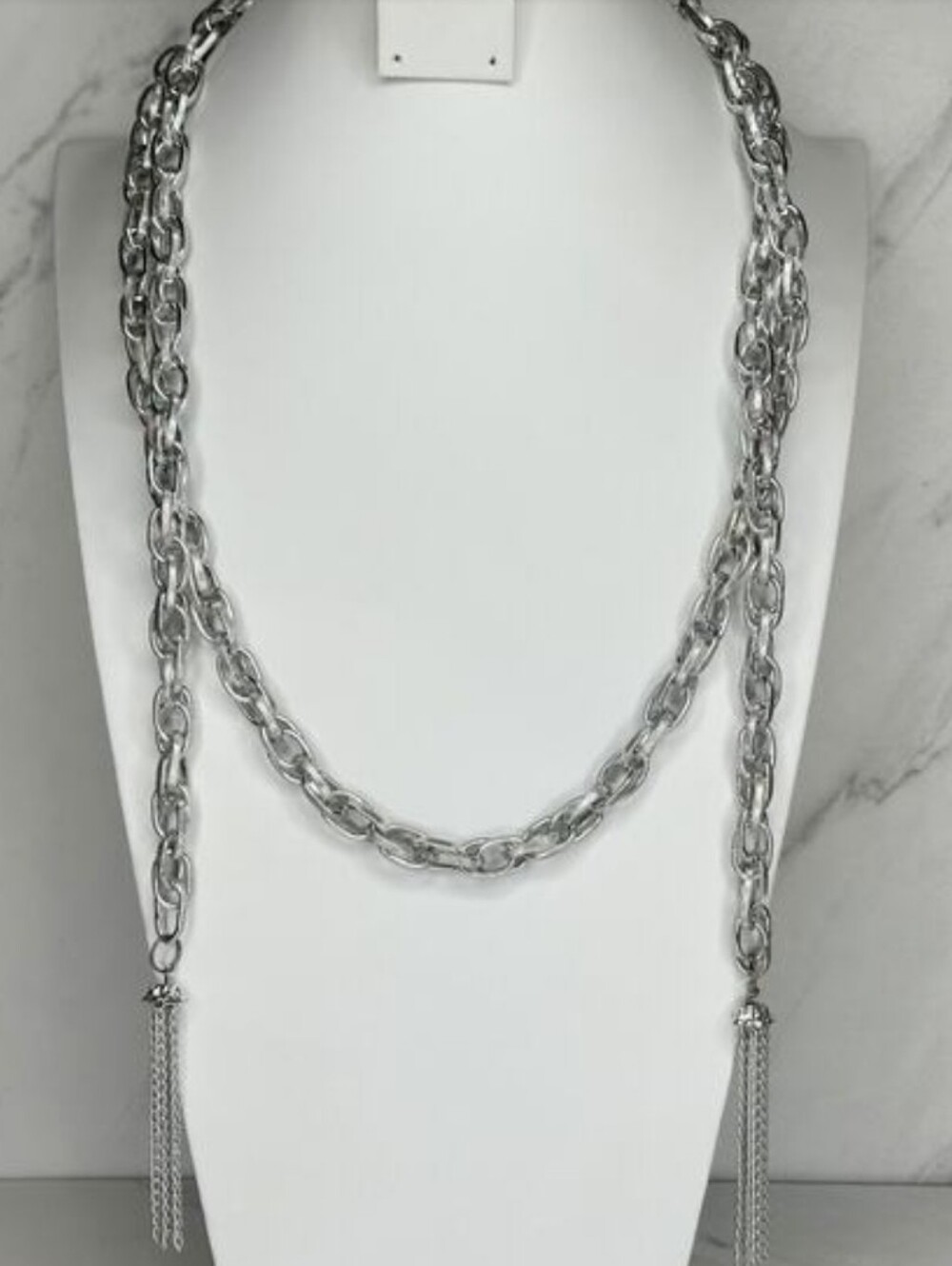 Silver Chain Tassel Necklace - Women's Jewelry